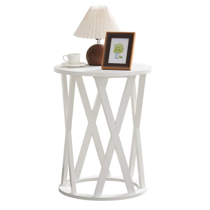 Vienna Collection Wood Side Table with X-Base or Half-Moon Design