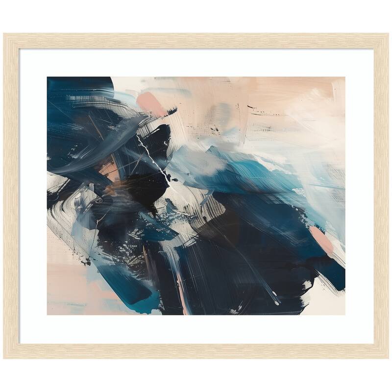 Kate and Laurel Framed Art Deep Blue Momentum II by Amy Lighthall - 26x22 - Natural