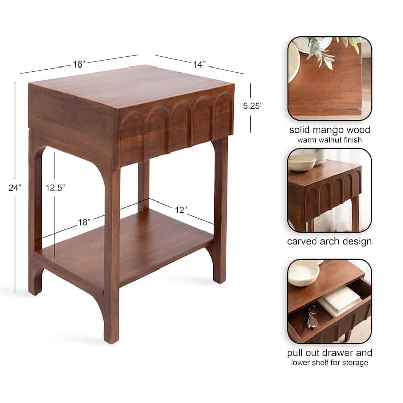Kate and Laurel Archvale Wood Side Table - 14x18x24