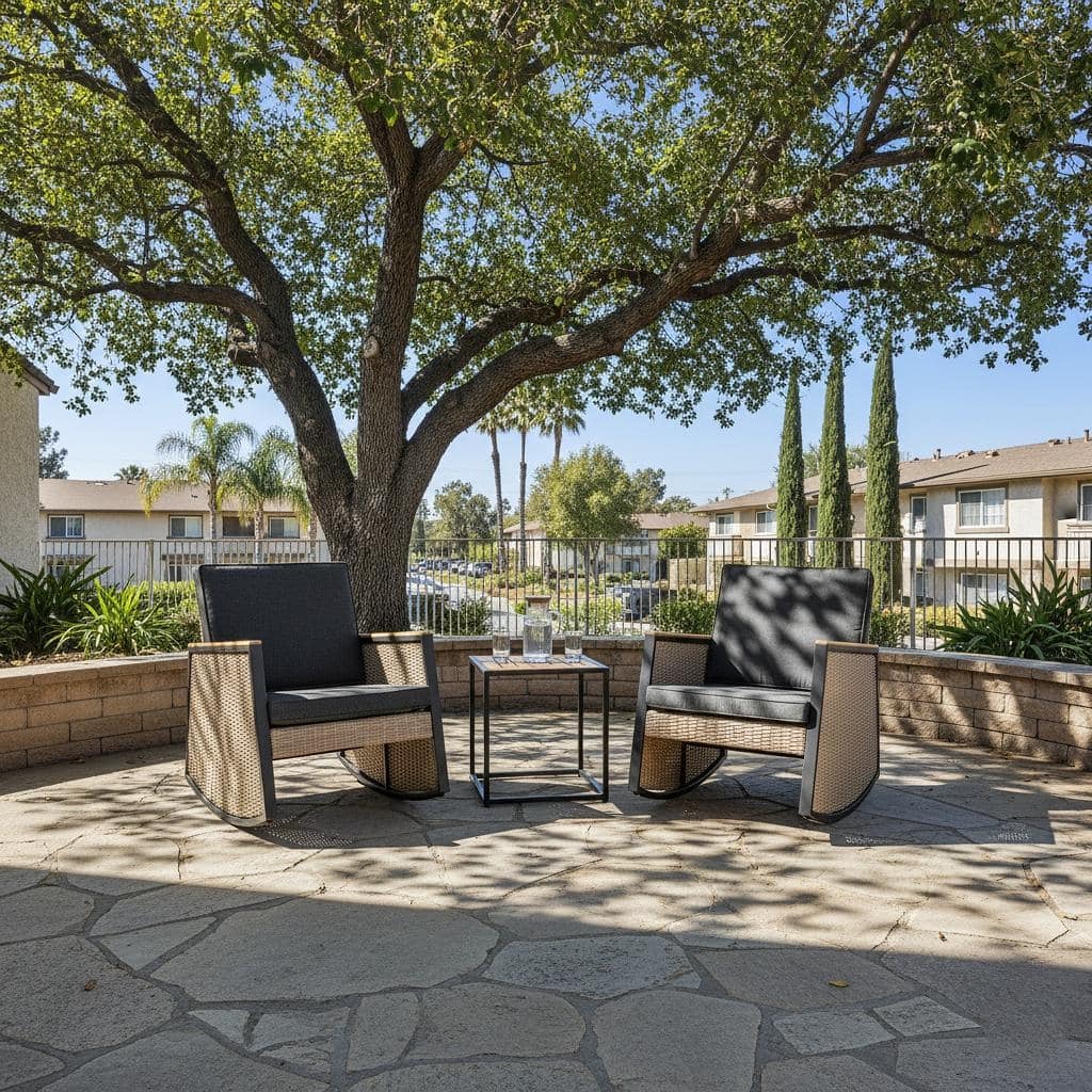 Madrid 3-Piece Outdoor Wicker Acacia Wood Rocking Chair Bistro Set