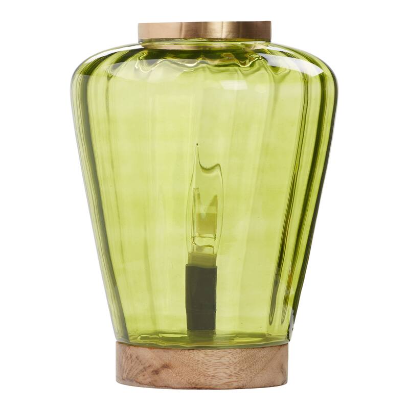 Lily River of Goods Chartreuse Green and Gold Glass 10.5-Inch Accent Lamp - 7.75" x 7.75" x 10.5"