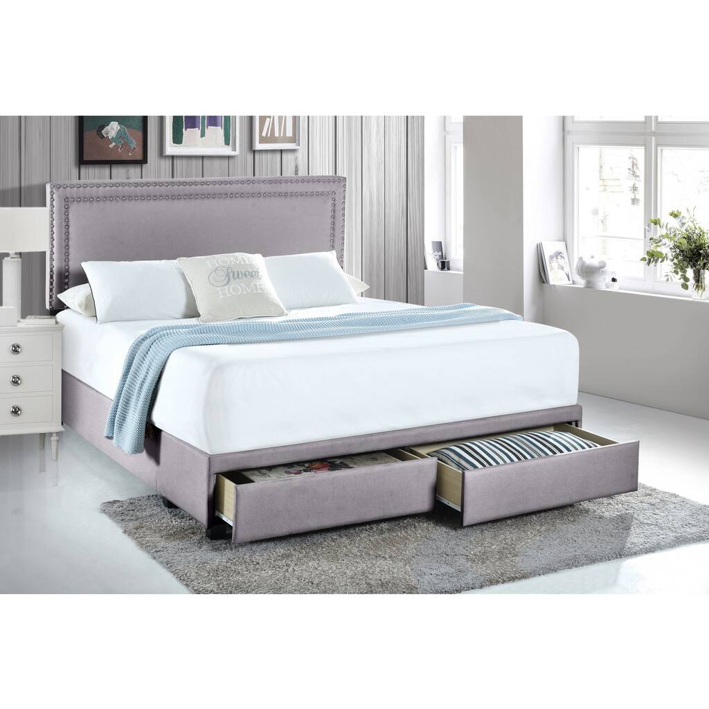 Queen Nail Trim Storage Bed in Glacier
