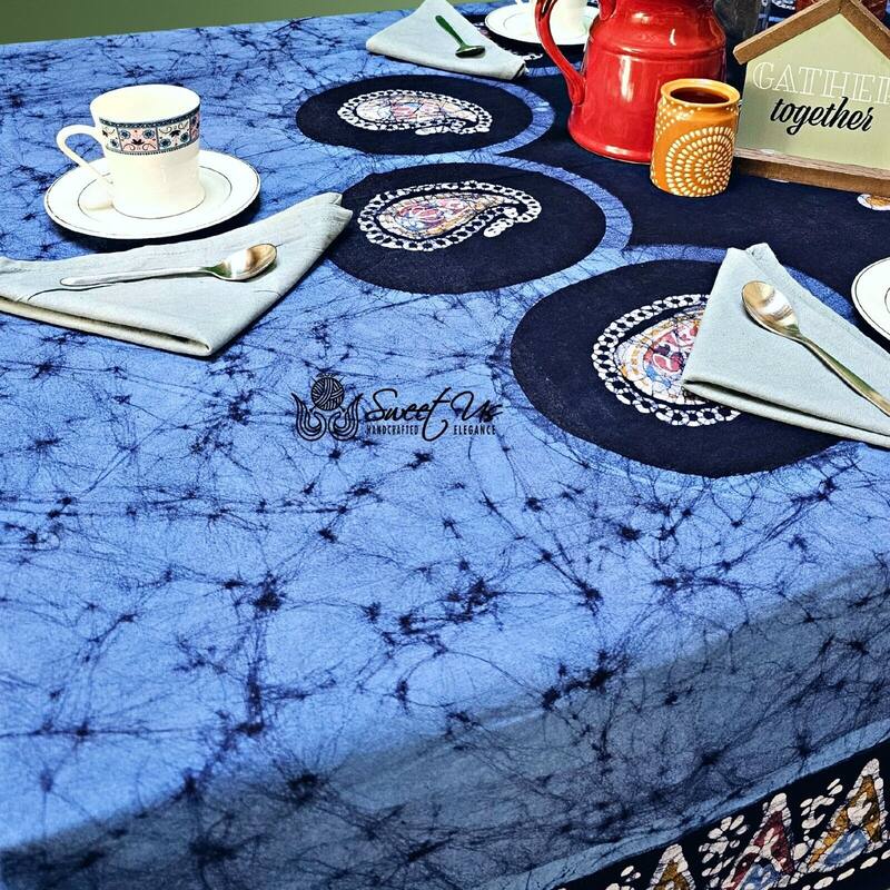 Spectacular Batik Floral Radiant Paisley Cotton Tablecloth Collection - 60 x 60 in