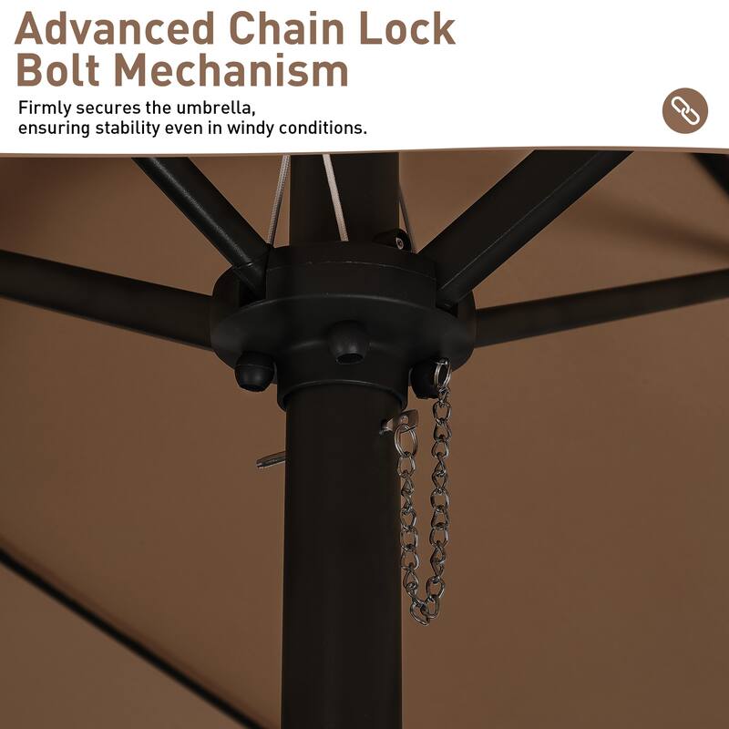 Ainfox 10ft Solar Patio Umbrella 40 LED Lighted and Umbrella Base, Strip Lights Outdoor Market Table Umbrella