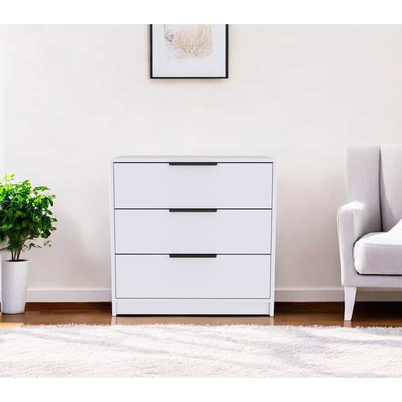 HomeRoots 28" White Three Drawer Standard Chest - White - 3-drawer