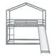 preview thumbnail 6 of 46, Twin Over Twin Bunk Bed with Roof, Slide & Ladder, Playhouse-Inspired Design, Safe & Fun, Multiple Installation Options, Grey