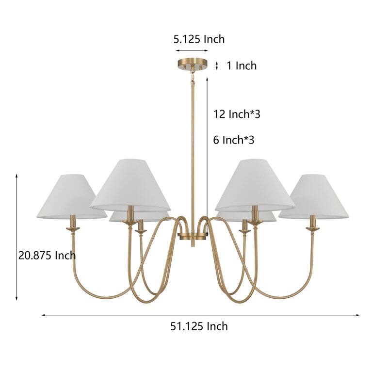 Acroma 6-light Black/Glod Chandelier with Fabric Shade