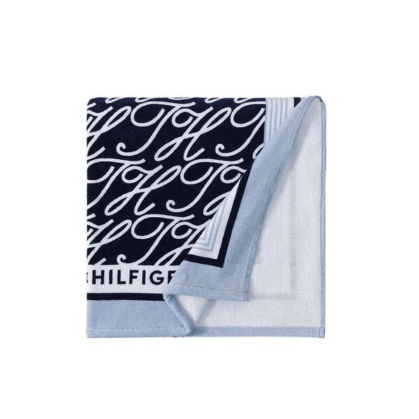 Tommy Hilfiger Printed Cotton Beach Towel - 36 x 68 - Bed Bath