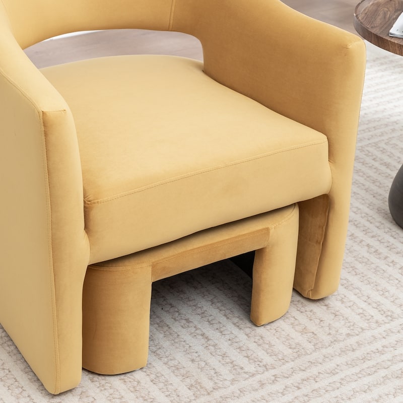 SEYNAR Modern Glam Velvet Accent Armchair Open Back with Ottoman