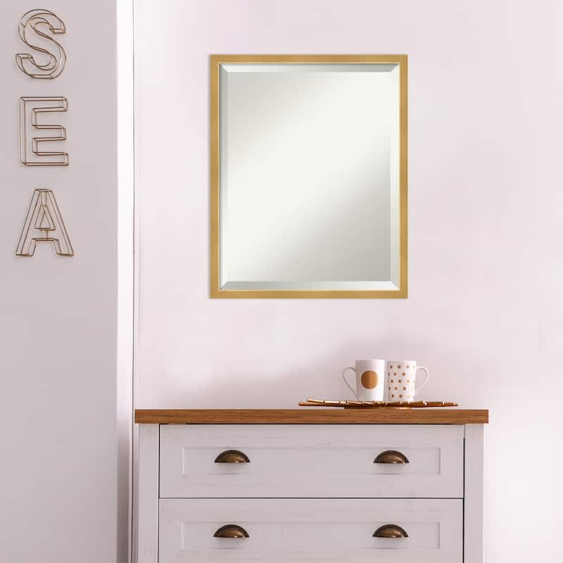 Beveled Wood Wall Mirror - Svelte Polished Gold Frame