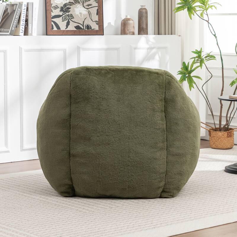 Comfy Bean Bag Chair for Adults, Faux Fur Stuffed Floor Sofa, Floor Lounger Chair with Ergonomic Back for Bedroom, Apartment