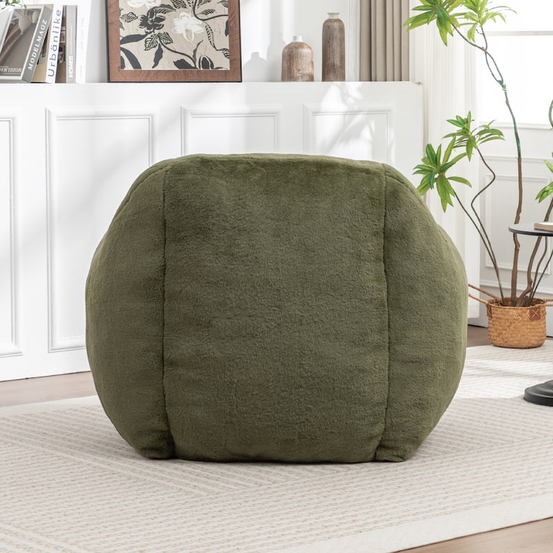 Comfy Bean Bag Sofa With Back Support, Faux Fur Bean Bag Chair For Adults And Kids