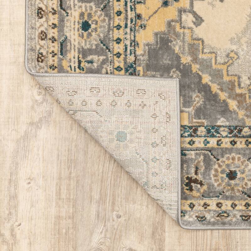 Vista Home Rozaje Grey/Beige Faded Medallion Area Rug