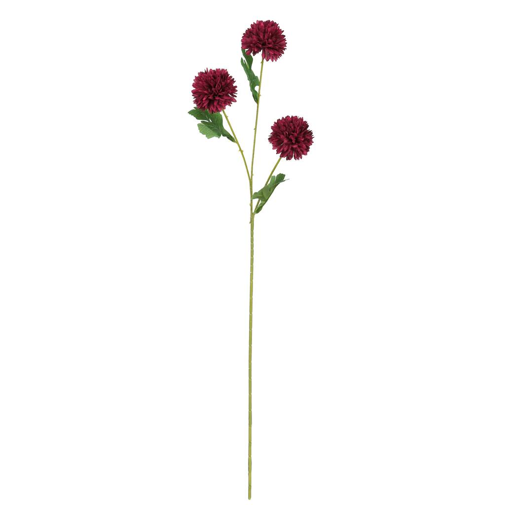 Set of 6 Red Burgundy Artificial Pom Pom Mum Flower Stem Spray 26in - 26" L x 10" W x 5" DP