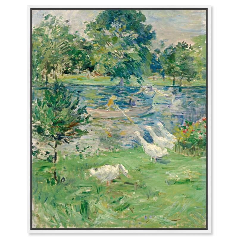 Morisot Girl in Boat with Geese Canvas by Art Remedy - White - 24" x 30"