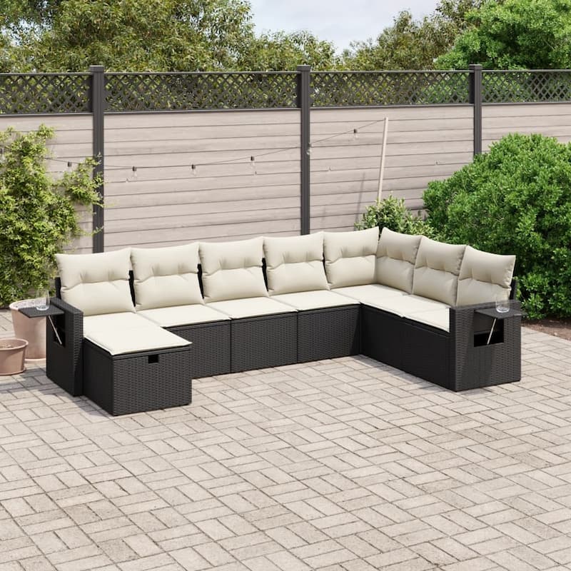 vidaXL Garden Sofa Set - Black and cream Large