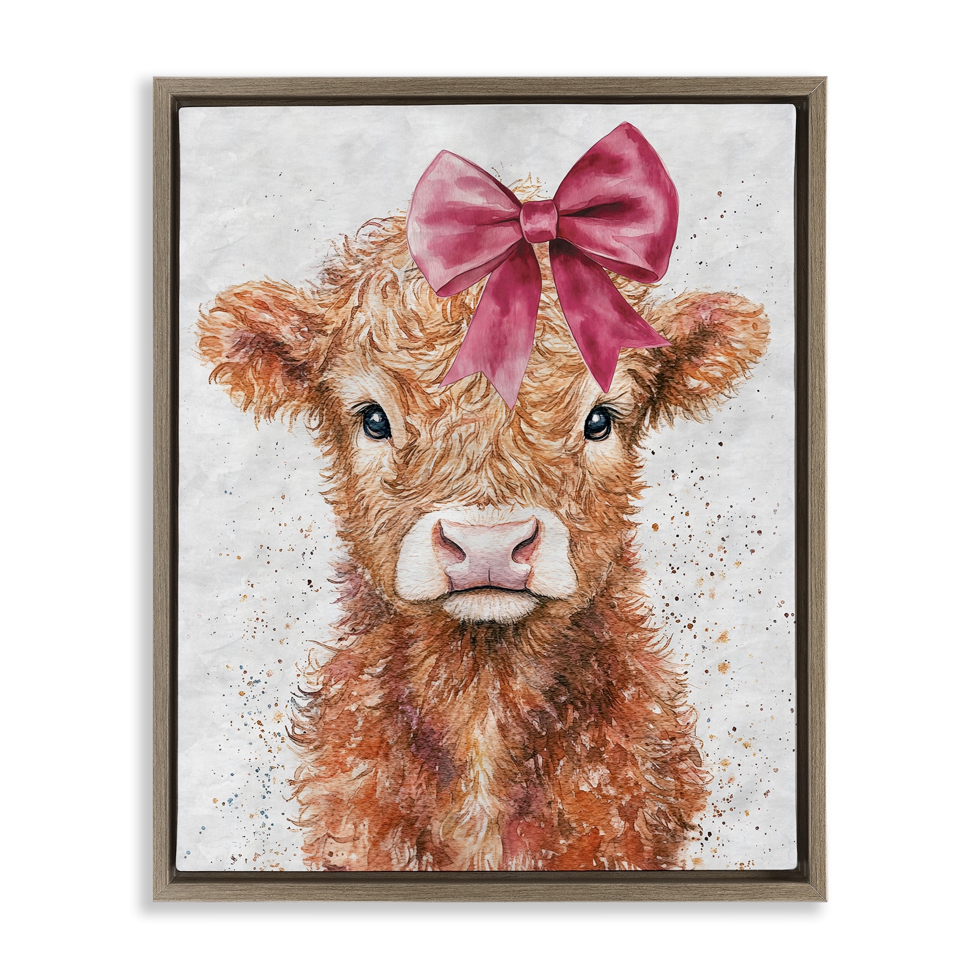 Stupell Coquette Highland Cow Framed Floater Canvas Wall Art Design By Nina Blue