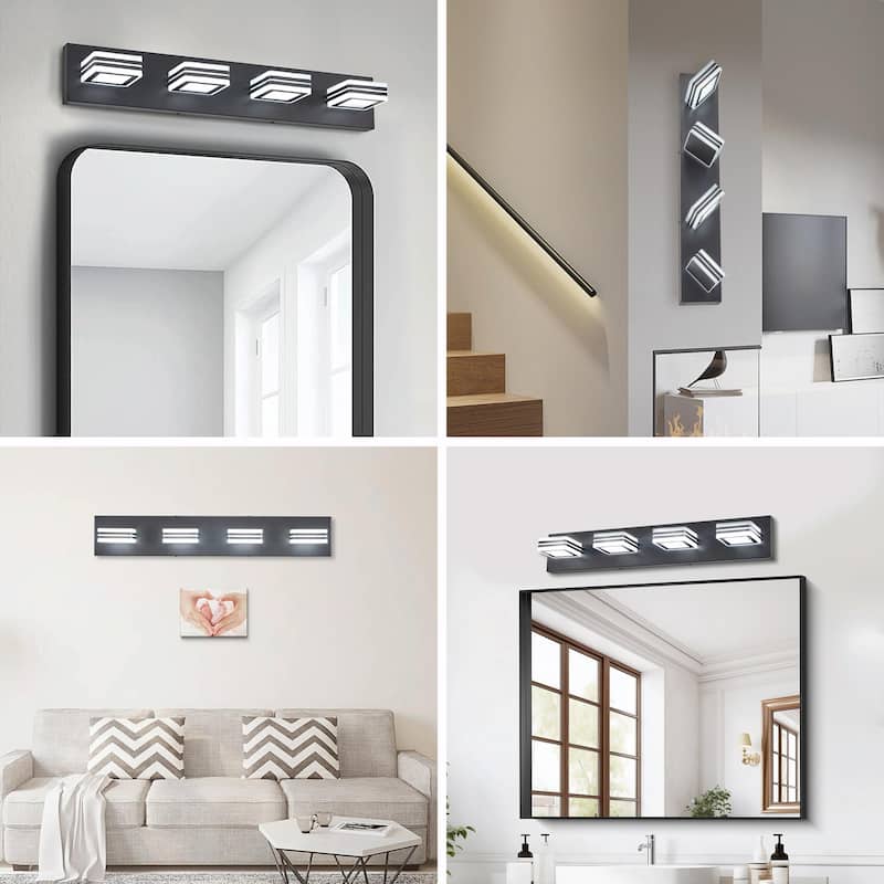 Modern 4-Light Acrylic Bathroom Vanity Lights Over Mirror
