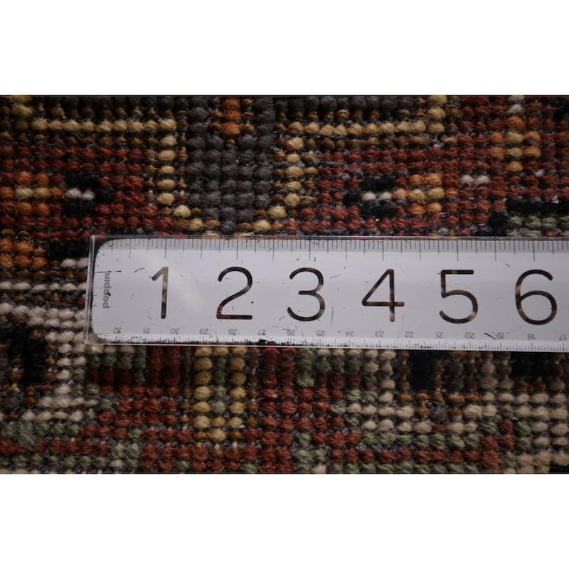 Gray Geometric Kazak Indian Runner Rug Handmade Wool Carpet - 2'7"x 10'3"