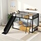 preview thumbnail 1 of 8, Black Twin over Twin Metal Bunk Bed with Slide, Ladder, and Fence Black