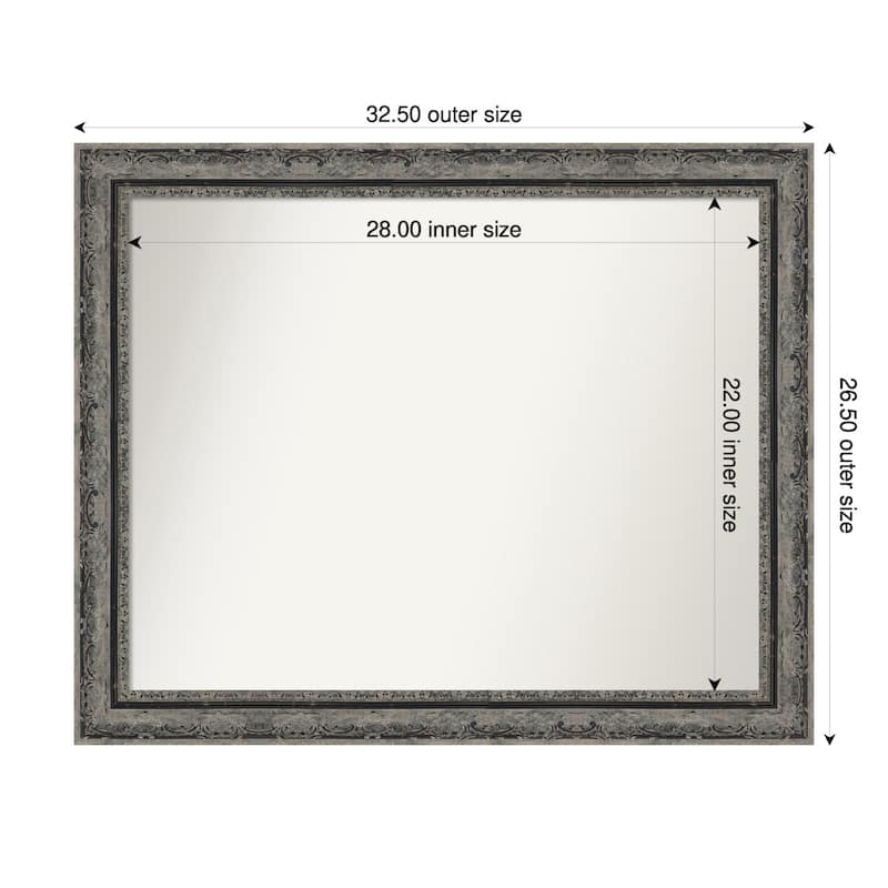 Filigree Non-Beveled Framed Wall Mirror - 33 x 27 in - Filigree Matte Black