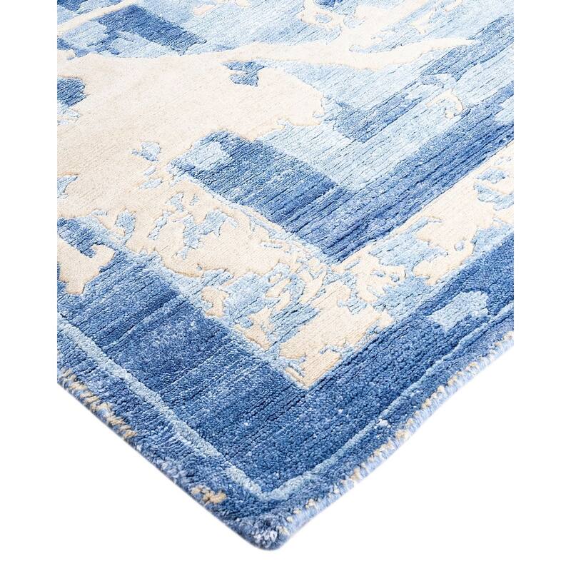 Modern One-of-a-Kind Hand-Knotted Area Rug, Blue - 8' 1" x 10' 2"