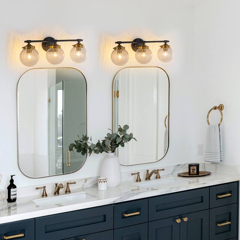 Crackled Glass Globe Wall Sconce Modern Vanity Light