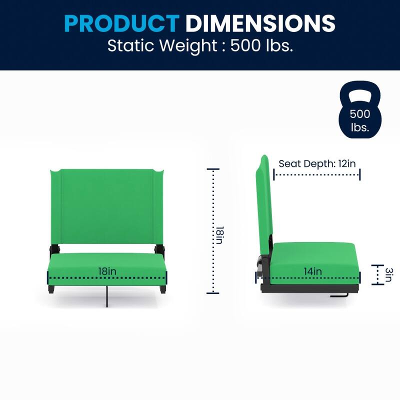 Ultra-Padded Stadium Chair - 18"W x 14"D x 18"H - 18"W x 14"D x 18"H