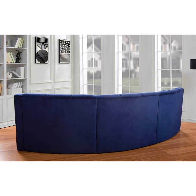 Velvet Curved sofa 3 Seats Symmetrical Modular legless sofa Corner Sectional Round couches - 127''