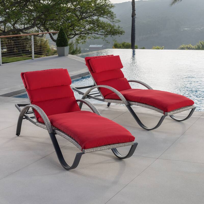 Cannes 2 Piece Sunbrella Outdoor Patio Chaise Lounges with Cushions