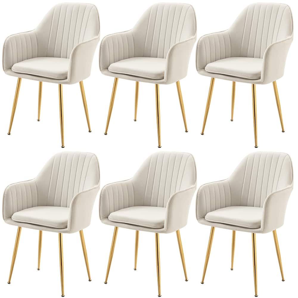 AVAWING Upholstered Dining Chair (Set of 6) Velvet Accent Arm Chair