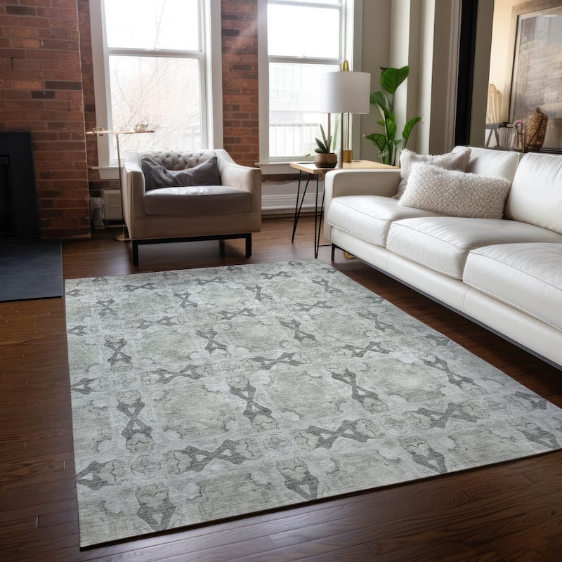 Machine Washable Indoor/ Outdoor Boho Medallions Chantille Rug