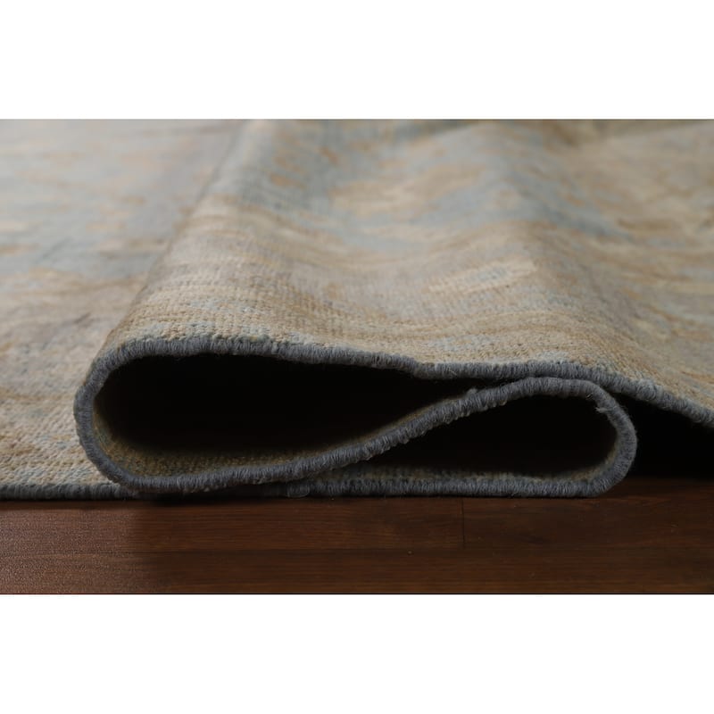 Hand Knotted Oriental 100% Wool Carpet Transitional All-Over Navy Blue & Blues Oushak Area Rug - 11' 11'' X 8' 11''