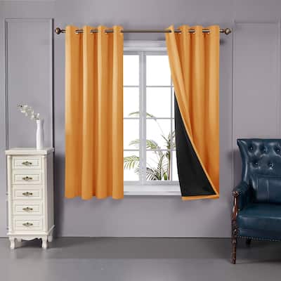 Deconovo 100 Percent Blackout Double Layers Lined Curtain (2 Panel)