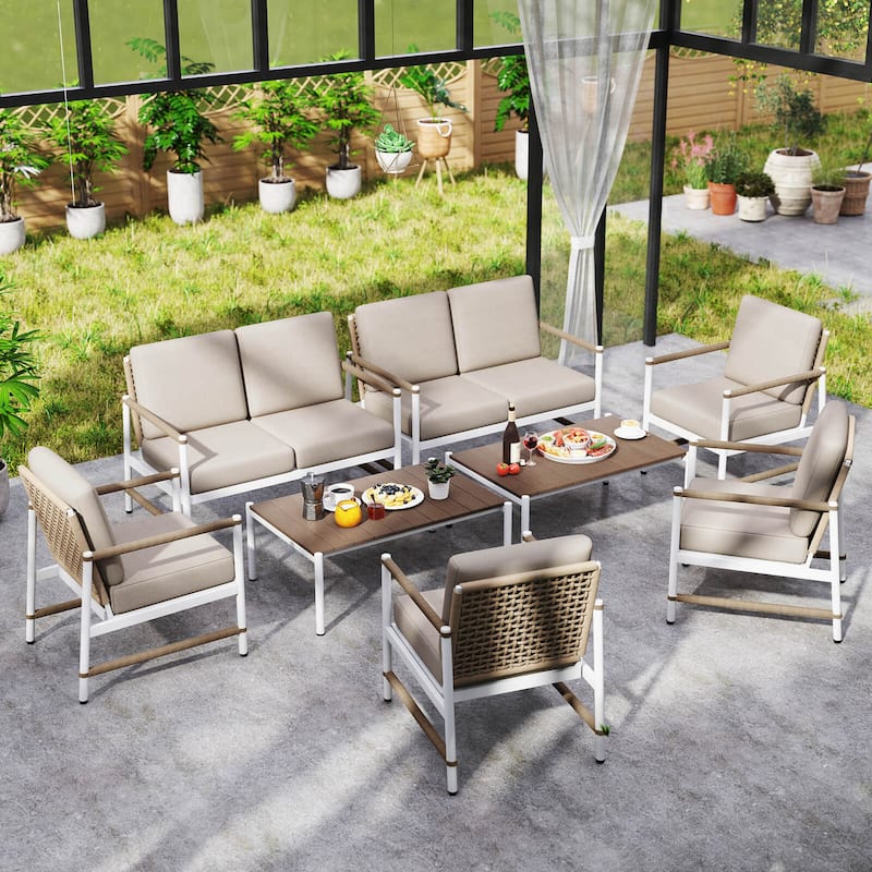 Costway 4/8 PCS Patio Furniture Set Patio Loveseat Sofa with a Coffee - 8 PCS