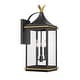 preview thumbnail 1 of 4, Crystorama Lighting Group SIM-803 Simpson 3 Light 25" Tall Outdoor Matte Black / Textured Gold