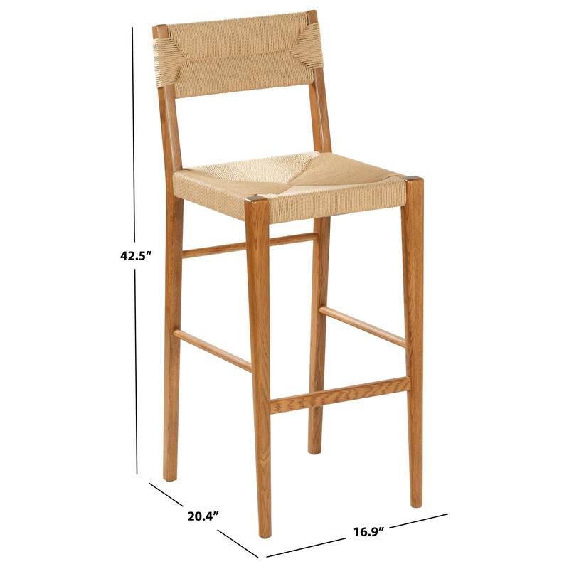 SAFAVIEH Couture Cody Rattan Barstool - 17"W x 20"D x 43"H