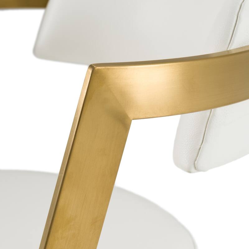 Modrest Shandra White Faux Leather & Gold Counter Stool