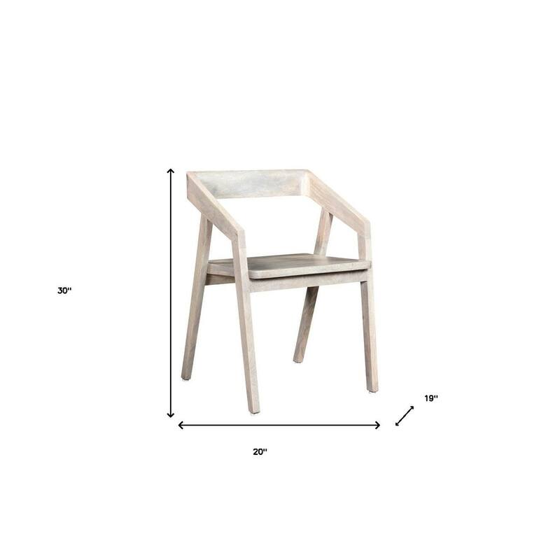 HomeRoots White Solid Wood Open Back Dining Arm Chair - 20' X '30' X '19