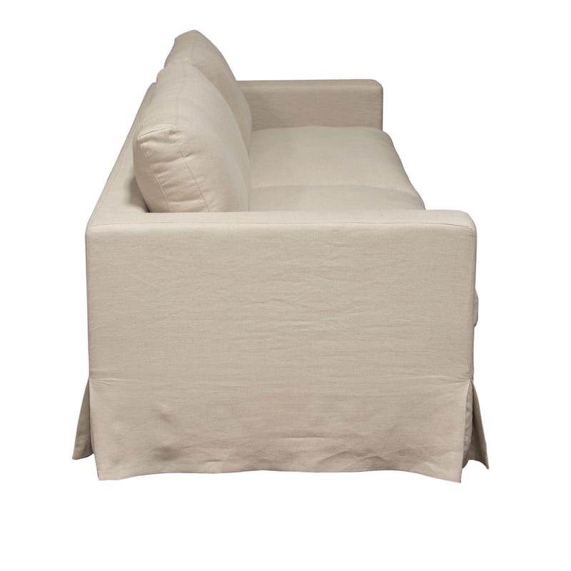 Aiza Sofa, 94 Inch, Feather Down Seating, Sand Brown, Linen Cover
