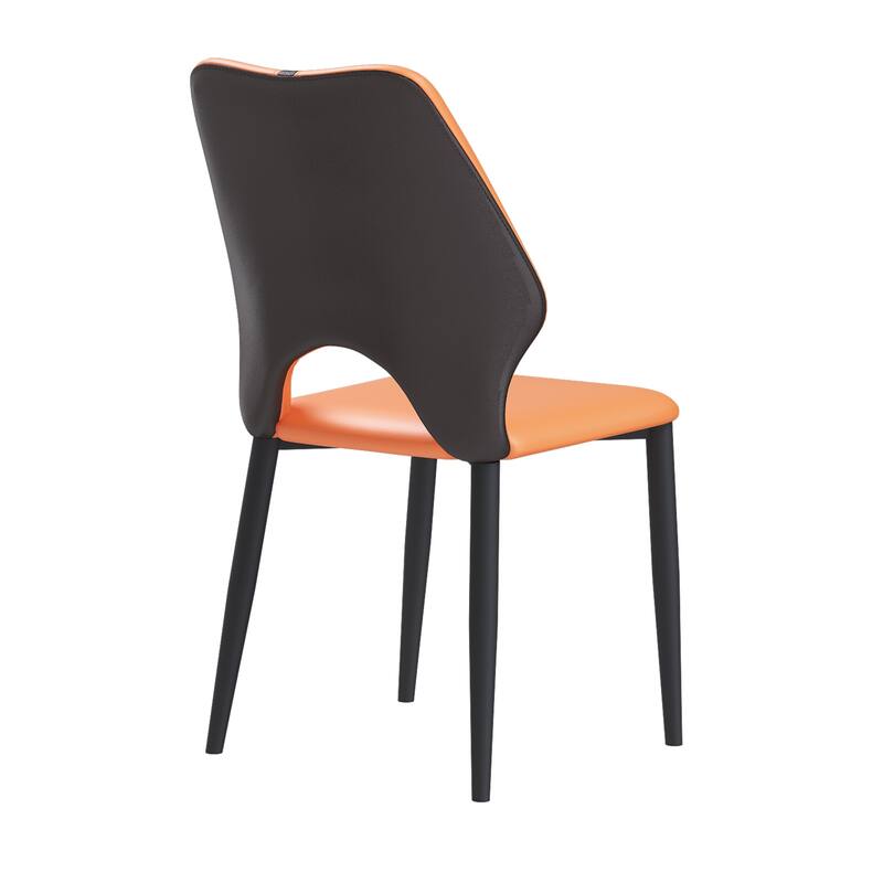 Modern 2 Piece PU Metal Kitchen Dining Chair with Soft Cushions, Non Slip Foot Pads for Dining Room Kitchen Living Room Bedroom