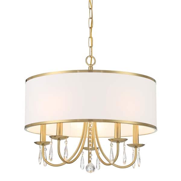 slide 2 of 5, Bellevue CLCH66220 Adalynn 5 Light 22" Wide Crystal Drum Chandelier Vibrant Gold
