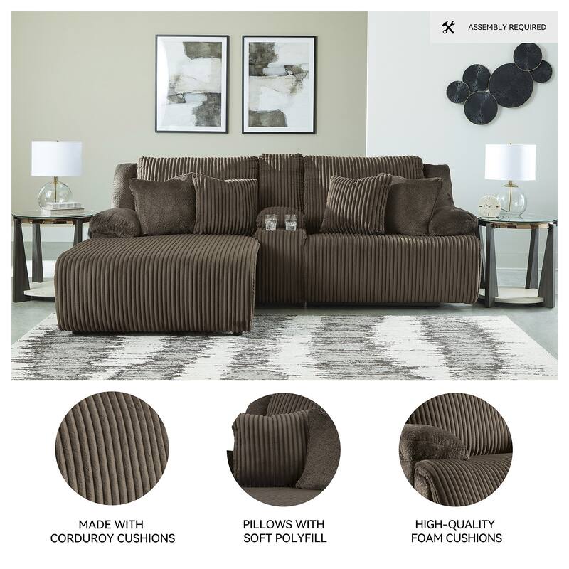 Signature Design by Ashley Top Tier 3-Piece Reclining Sectional with Chaise - 105"W x 74"D x 41"H