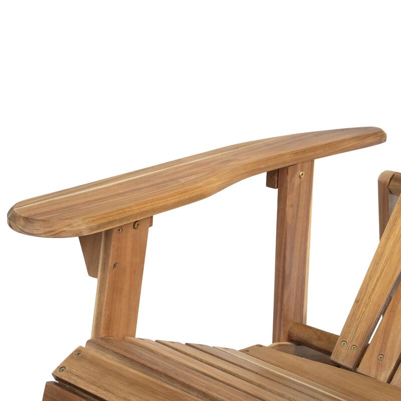 Rustic Acacia Wood Foldable Adirondack Chairs with Footrest