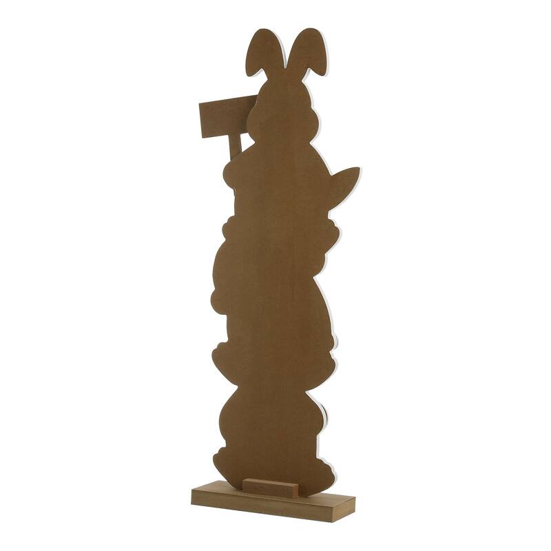 Glitzhome Wooden Happy Easter Bunny Eggs Porch Sign Standing Decor Spring Gift