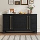 preview thumbnail 19 of 23, Wood Buffet Cabinet with Storage, Sideboard wAdjustable Shelves & Gold Handles w4 Doors for Kitchen, Dining Room and Living Room