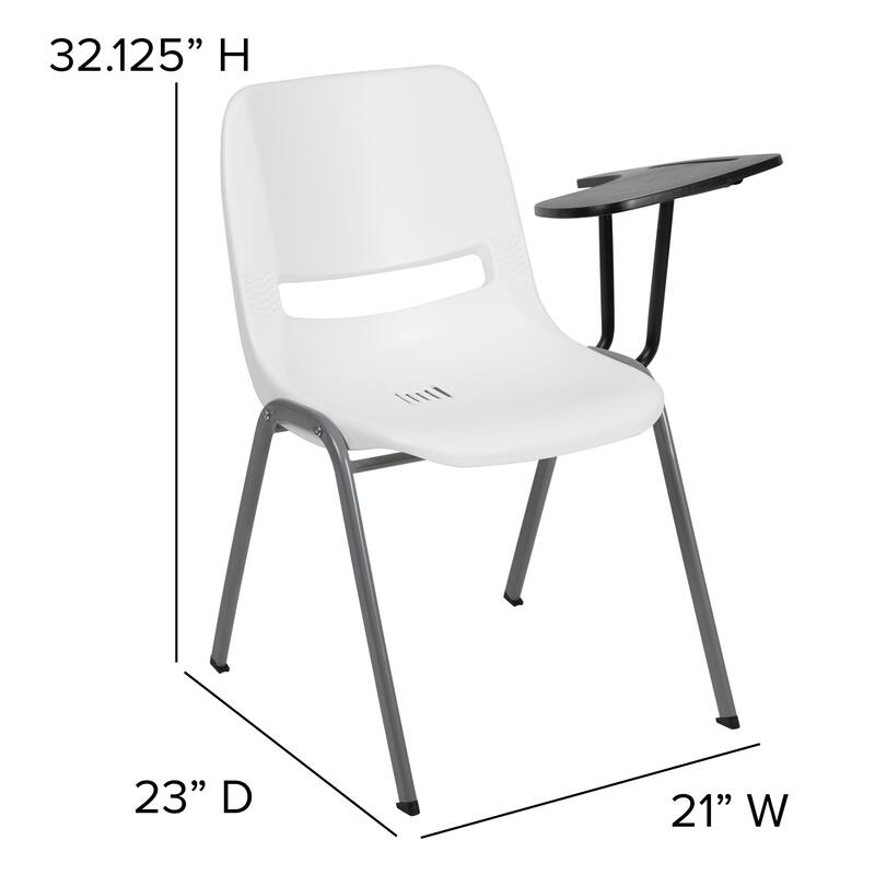 Ergonomic Shell Chair with Right Handed Flip-Up Tablet Arm