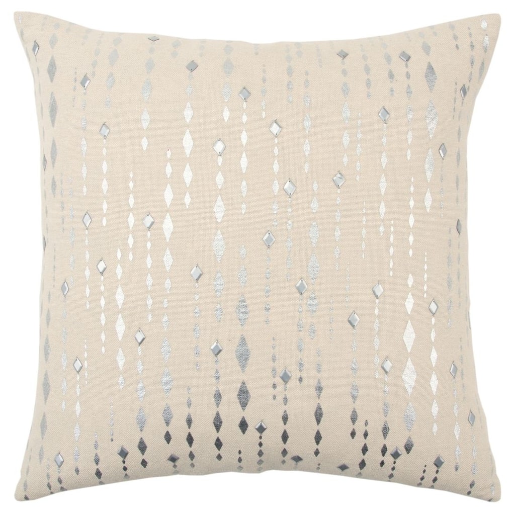 Rizzy Home Ivory and Metallic Hand crafted Striped Throw Pillow