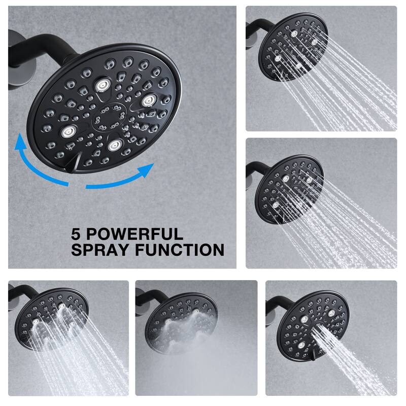 Single Handle 5-functions Shower Head Set with Tub Spout (Valve Included)