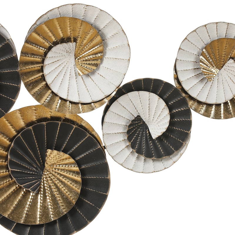 Distressed Black, Gold, and White Swirl Abstract Metal Wall Decor